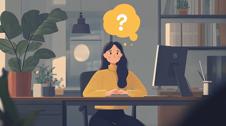 claymanoz_A_startup_employee_sitting_at_her_desk_looking_at_h_86fd1371-2caf-4b3f-863b-383d8a8adbe0_2